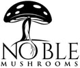 Logo of Noble Mushrooms with a black mushroom illustration on a white background